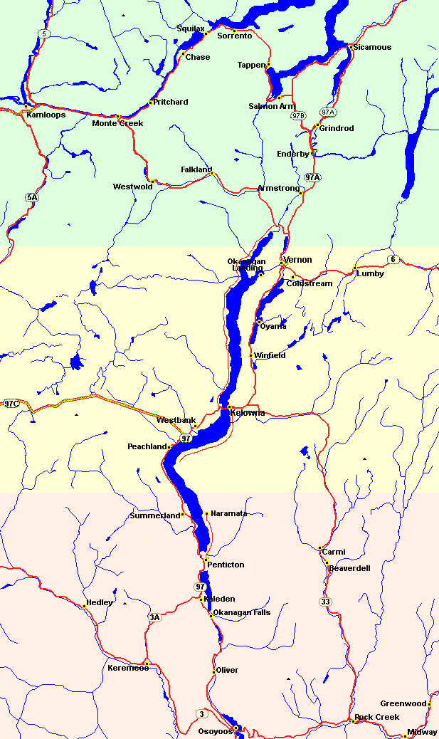 Okanagan Valley Map Okanagan Valley Map